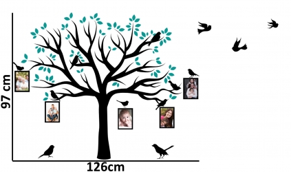 Naklejka ścienna drzewo genealogiczne ze zdjęciami - ptaszki, ramki na zdjęcia - DZ-NA-01